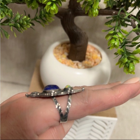 🦚💙 Lapis and Opal Sterling silver ring - Picture 8 of 10